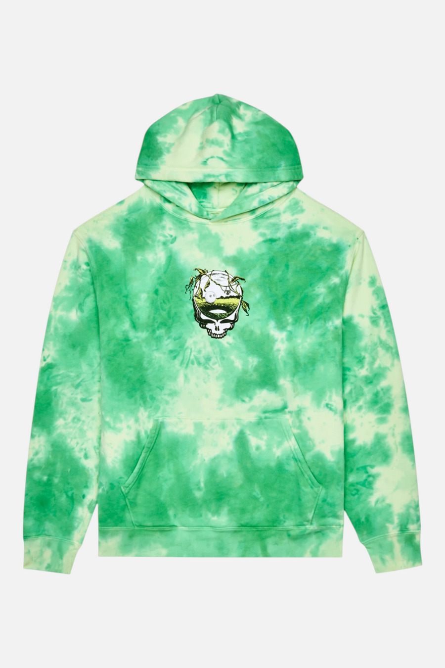 Malbon Golf Men's Grateful Dead Fesque Hoodie in Green Tie Dye – side view