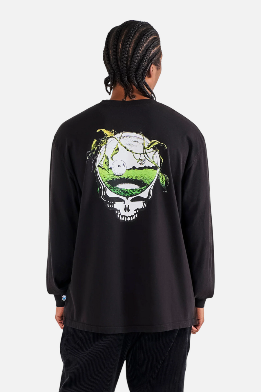 Malbon Golf Men's Grateful Dead Gorse Long Sleeve Tee in Black – back view