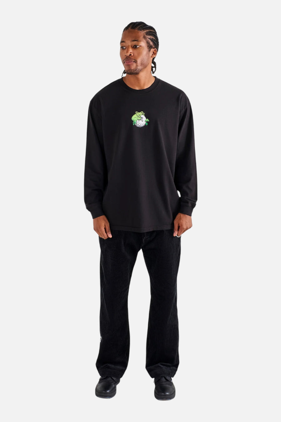 Malbon Golf Men's Grateful Dead Gorse Long Sleeve Tee in Black – side view