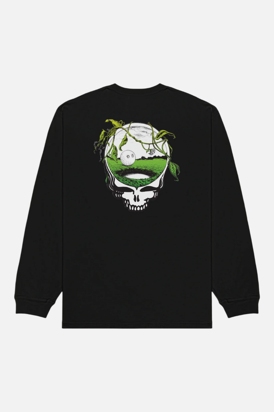 Malbon Golf Men's Grateful Dead Gorse Long Sleeve Tee in Black – side view