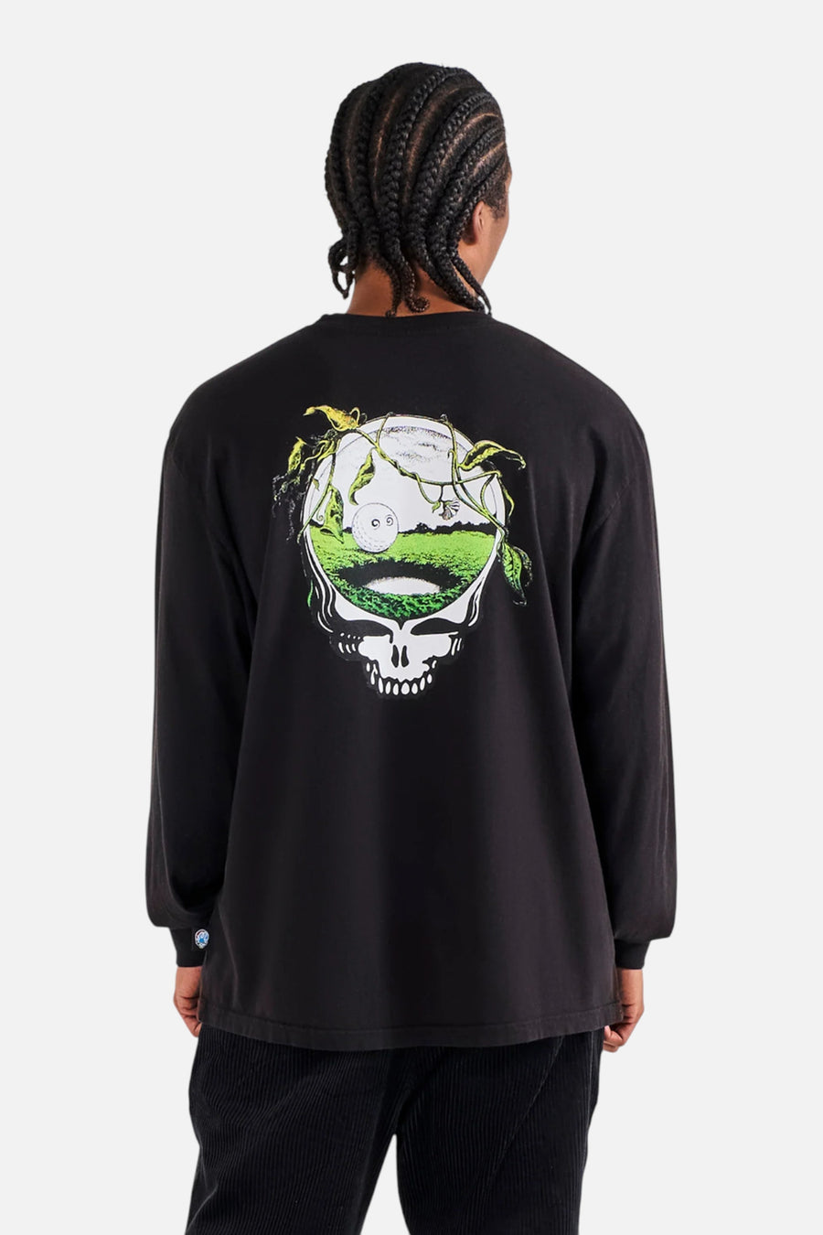 Malbon Golf Men's Grateful Dead Gorse Long Sleeve Tee in Black – side view