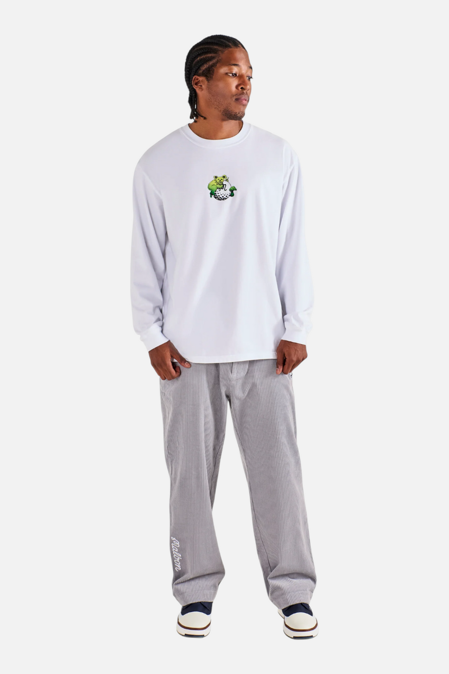 Malbon Golf Men's Grateful Dead Gorse Long Sleeve Tee in White – back view
