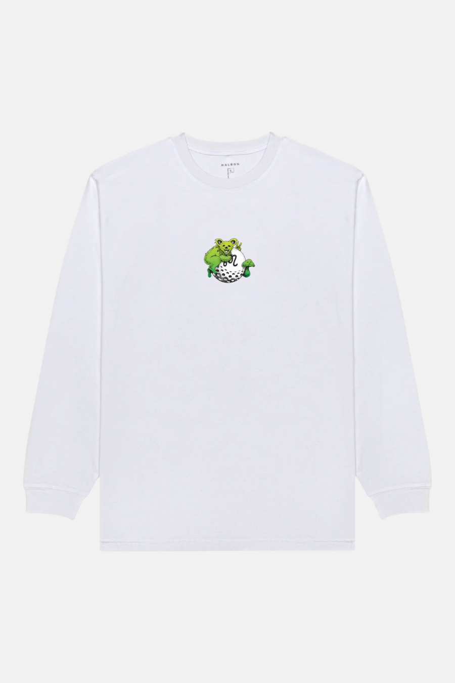 Malbon Golf Men's Grateful Dead Gorse Long Sleeve Tee in White – detail