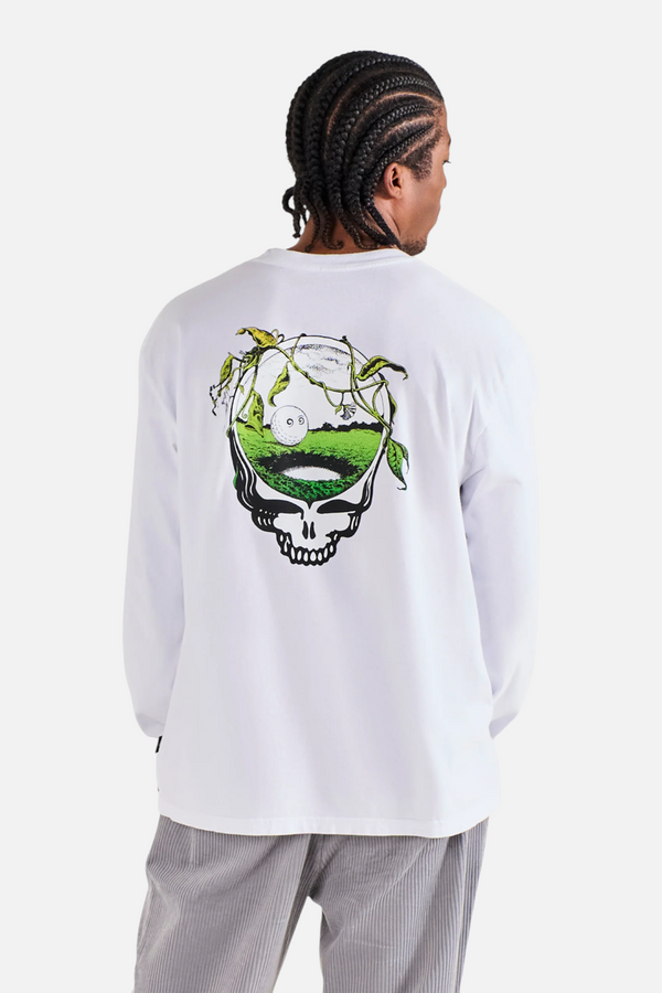 Malbon Golf Men's Grateful Dead Gorse Long Sleeve Tee in White