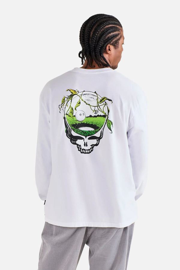Malbon Golf Men's Grateful Dead Gorse Long Sleeve Tee in White
