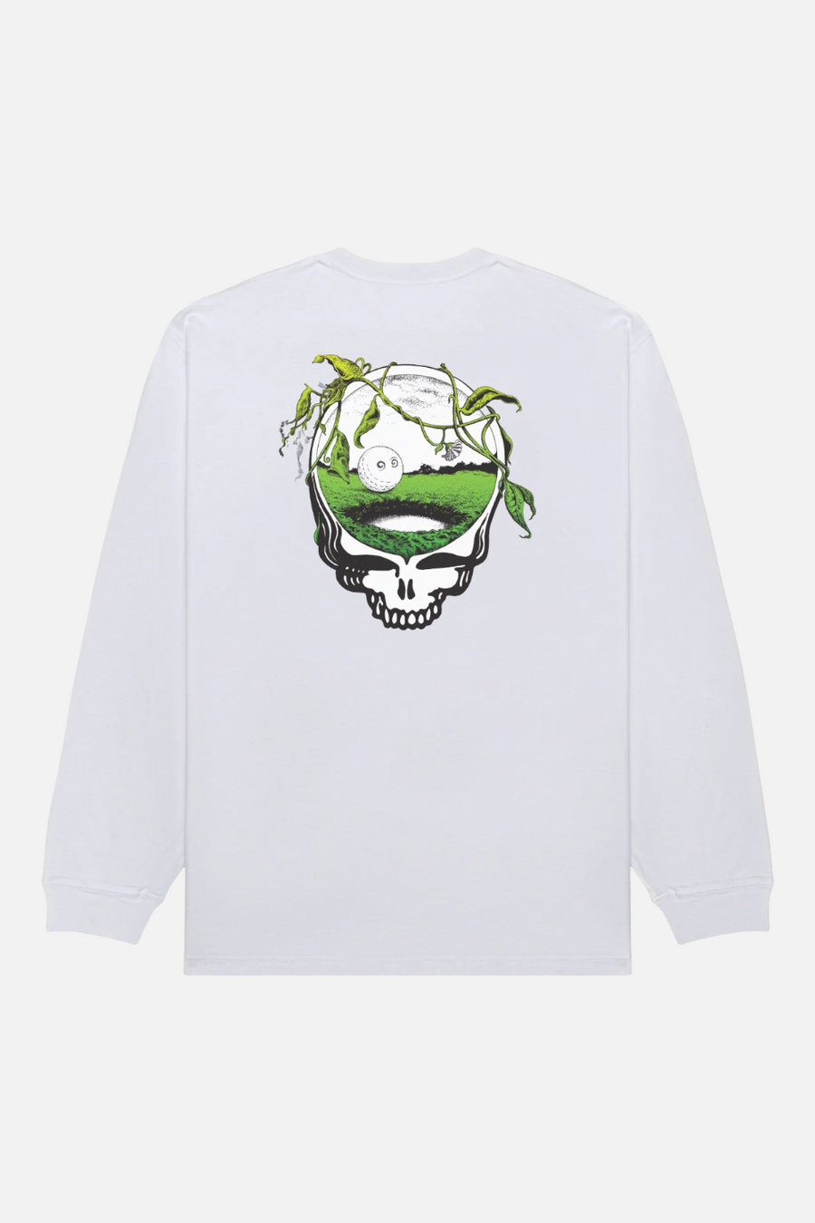 Malbon Golf Men's Grateful Dead Gorse Long Sleeve Tee in White – side view