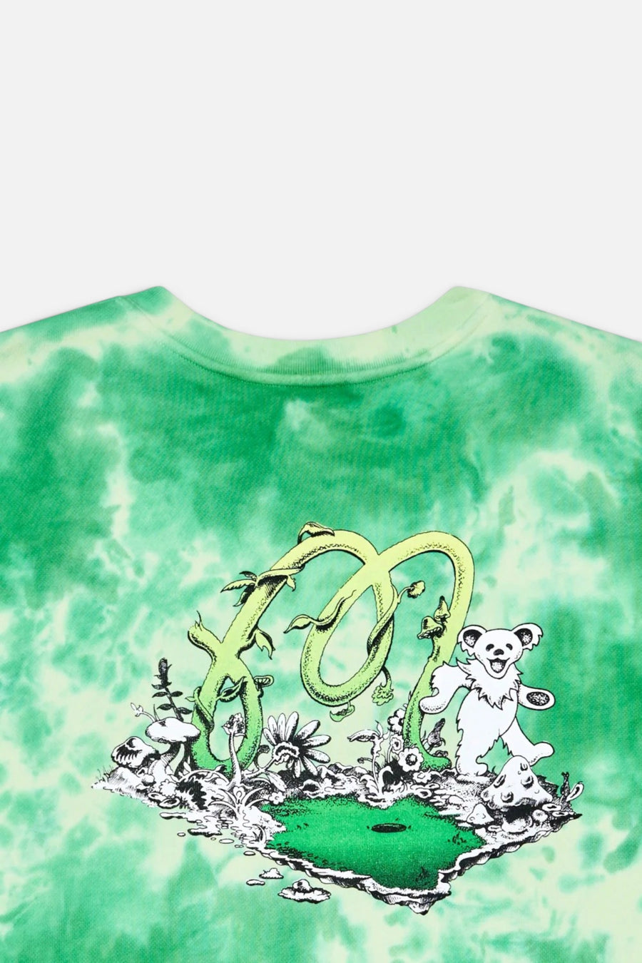 Malbon Golf Men's Grateful Dead Range Sweatshirt in Green Tie Dye – detail