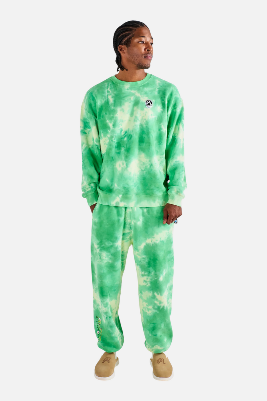 Malbon Golf Men's Grateful Dead Range Sweatshirt in Green Tie Dye – front view