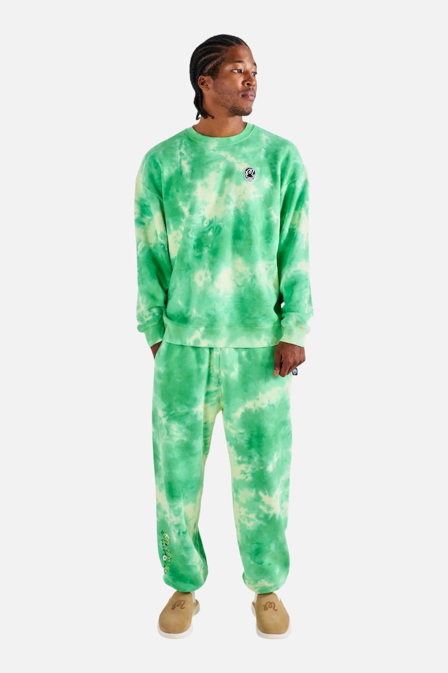 Malbon Golf Men's Grateful Dead Range Sweatshirt in Green Tie Dye – on model
