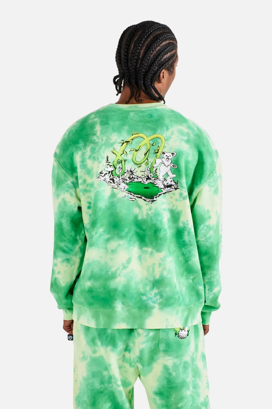 Malbon Golf Men's Grateful Dead Range Sweatshirt in Green Tie Dye – on model