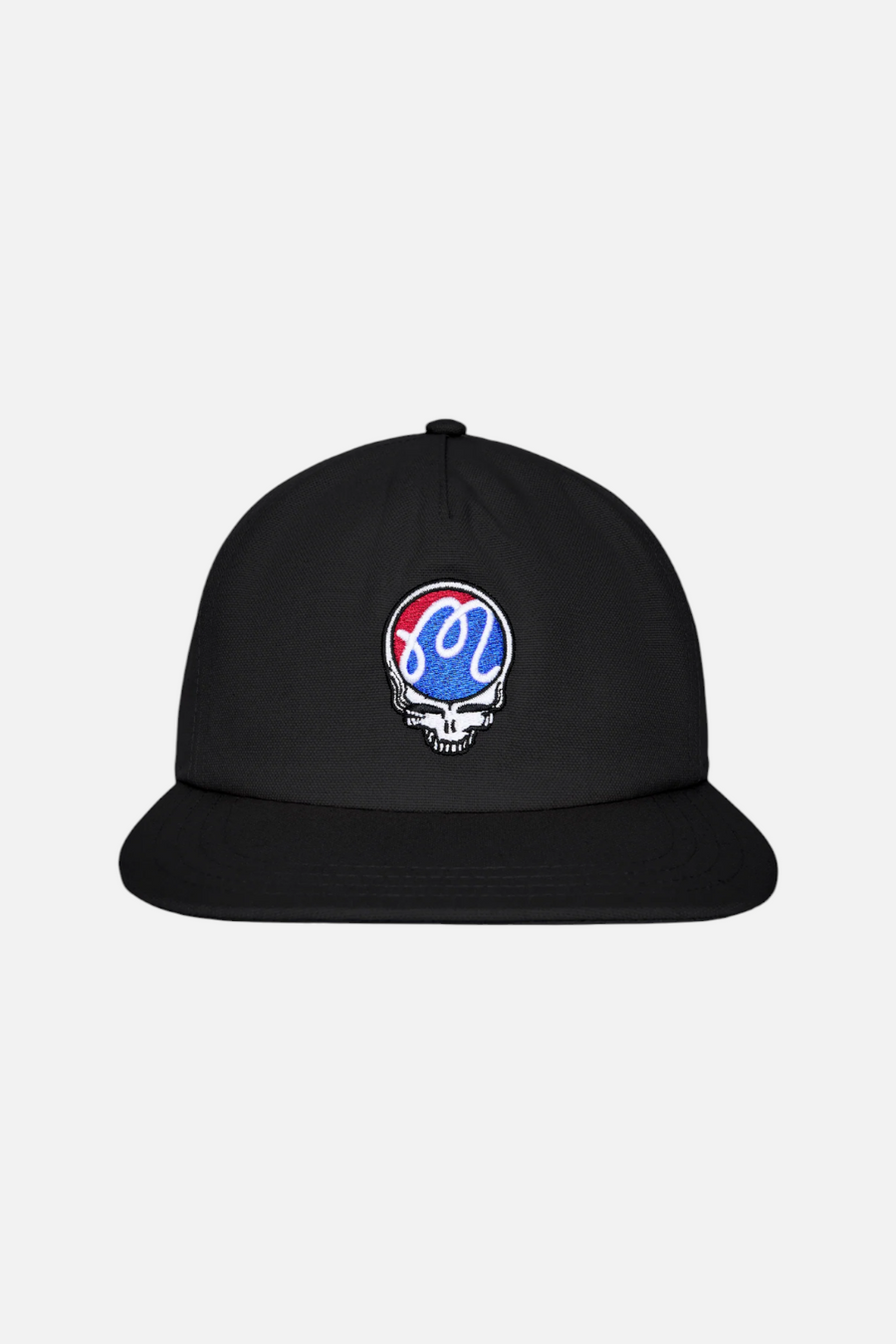 Malbon Golf Men's Grateful Dead Stealie Snapback in Black – front view
