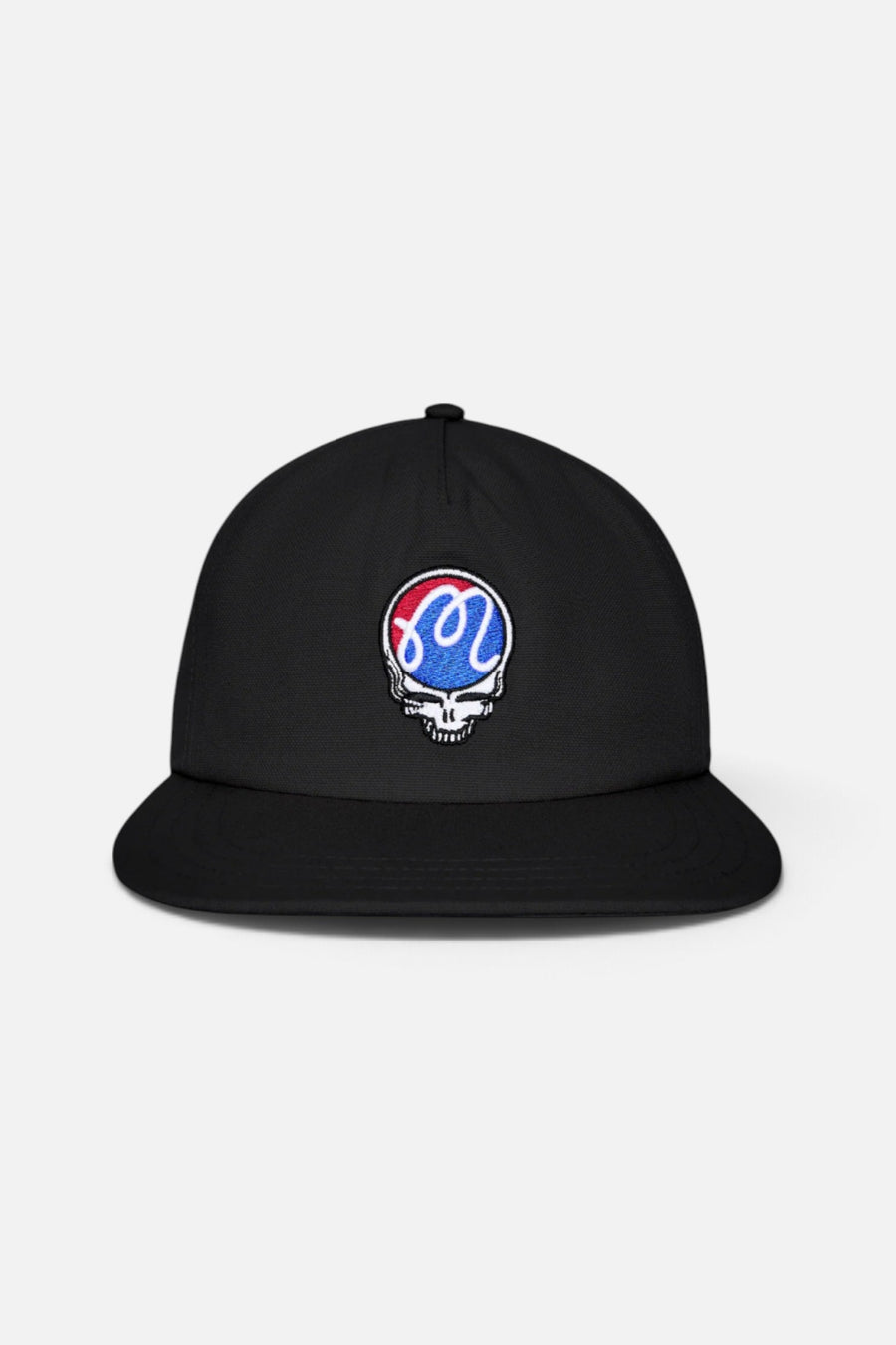 Malbon Golf Men's Grateful Dead Stealie Snapback in Black – front view