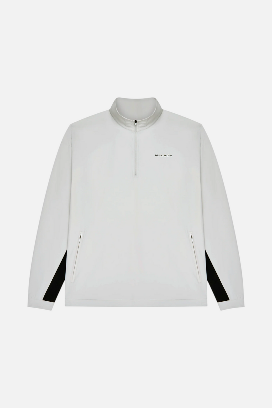 Malbon Golf Men's Performance 1/4 Zip Shell Pullover in Silver – back view