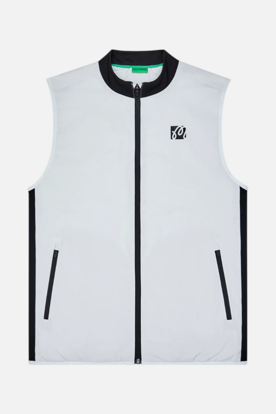 Malbon Golf Men's Performance Ribbed Panel Vest in Silver & Black – back view