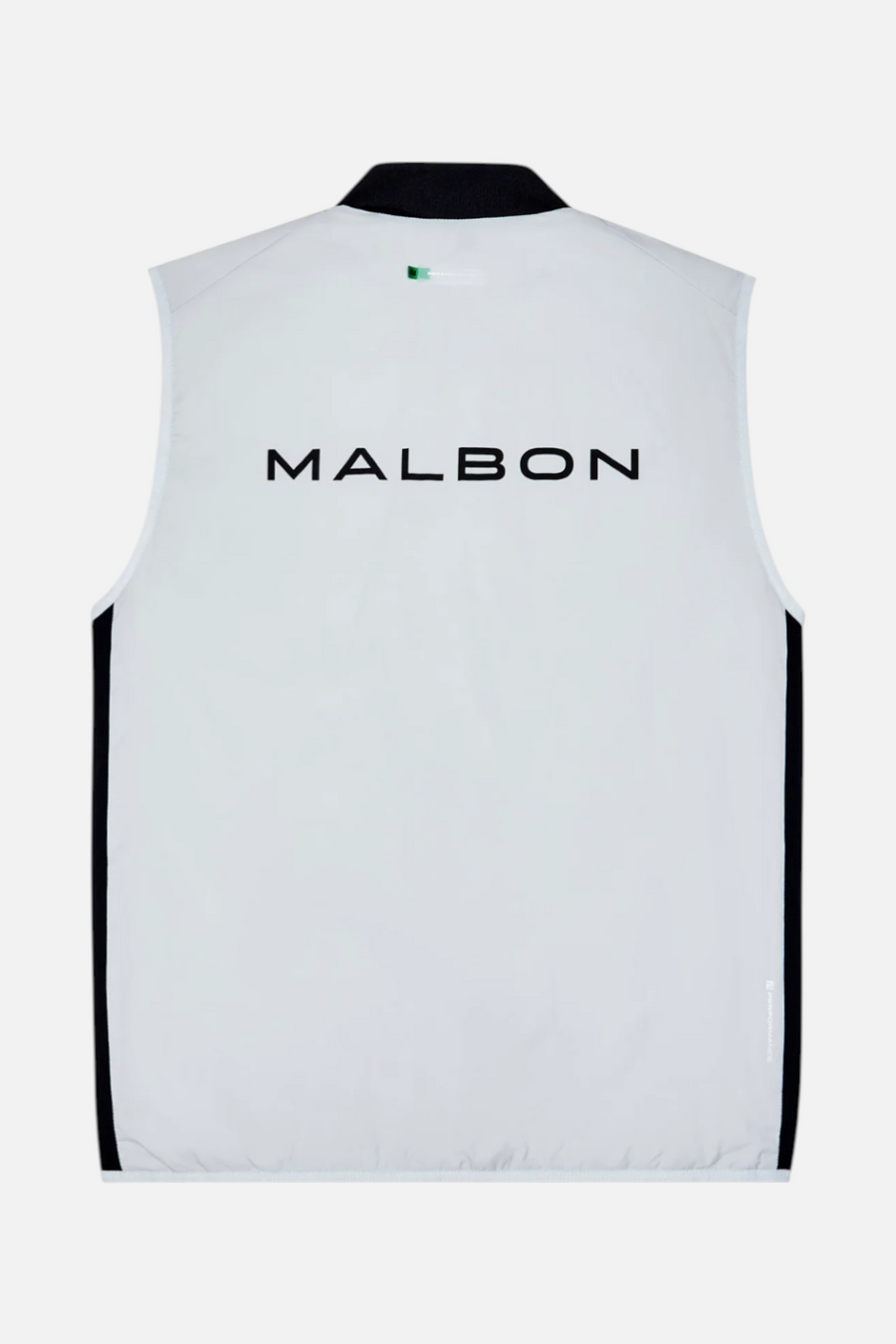 Malbon Golf Men's Performance Ribbed Panel Vest in Silver & Black – detail