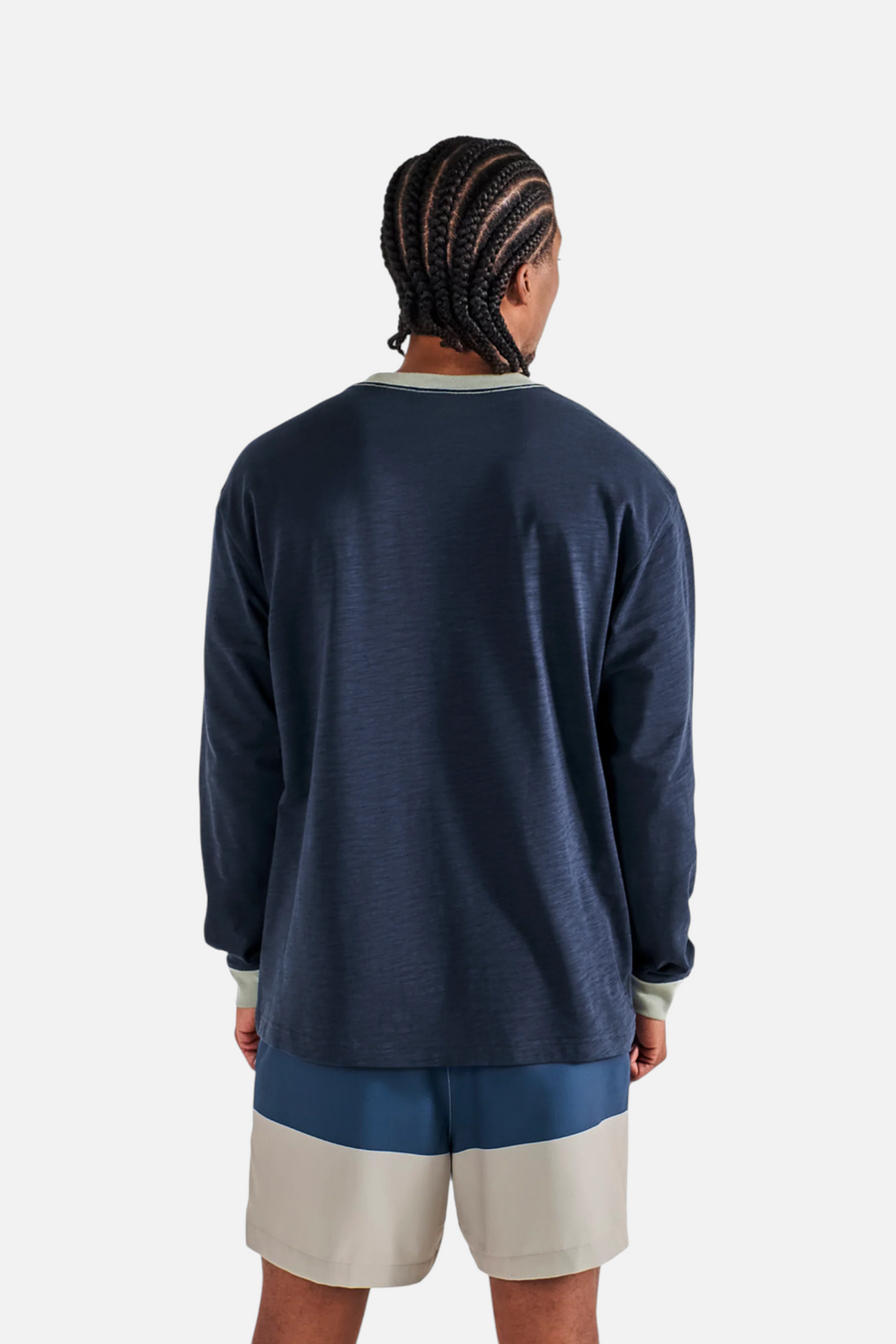 Malbon Golf Men's Port Ringer Tee in Navy – back view