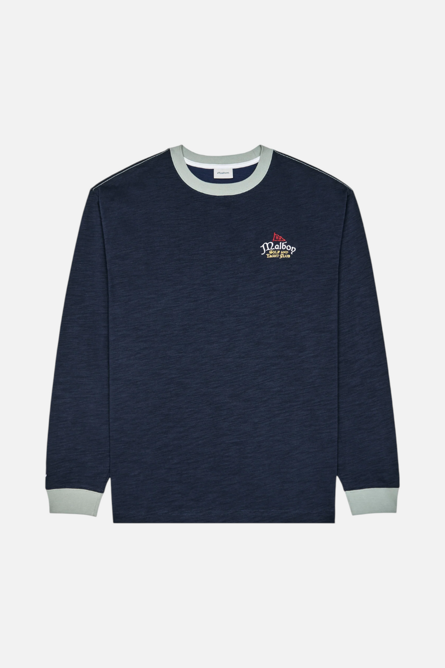 Malbon Golf Men's Port Ringer Tee in Navy – side view