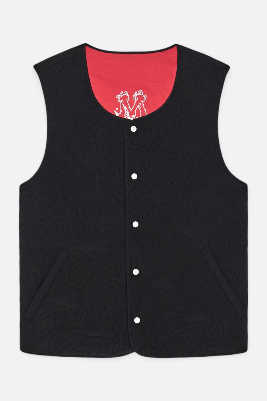 Malbon Golf Men's Swell Reversible Vest in Crimson Red and Black – alternate