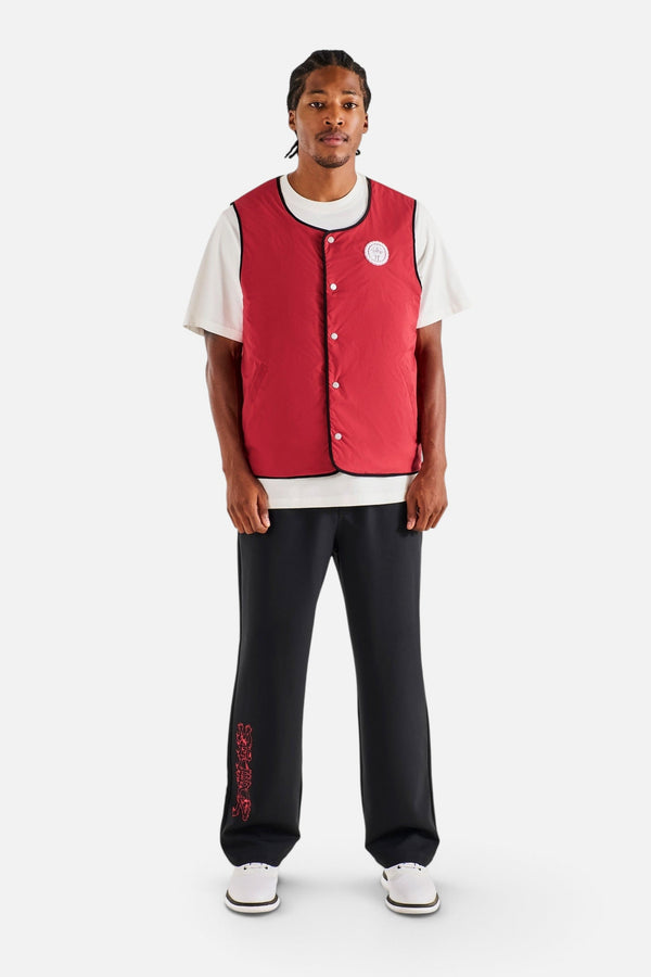 Malbon Golf Men's Swell Reversible Vest in Crimson Red and Black