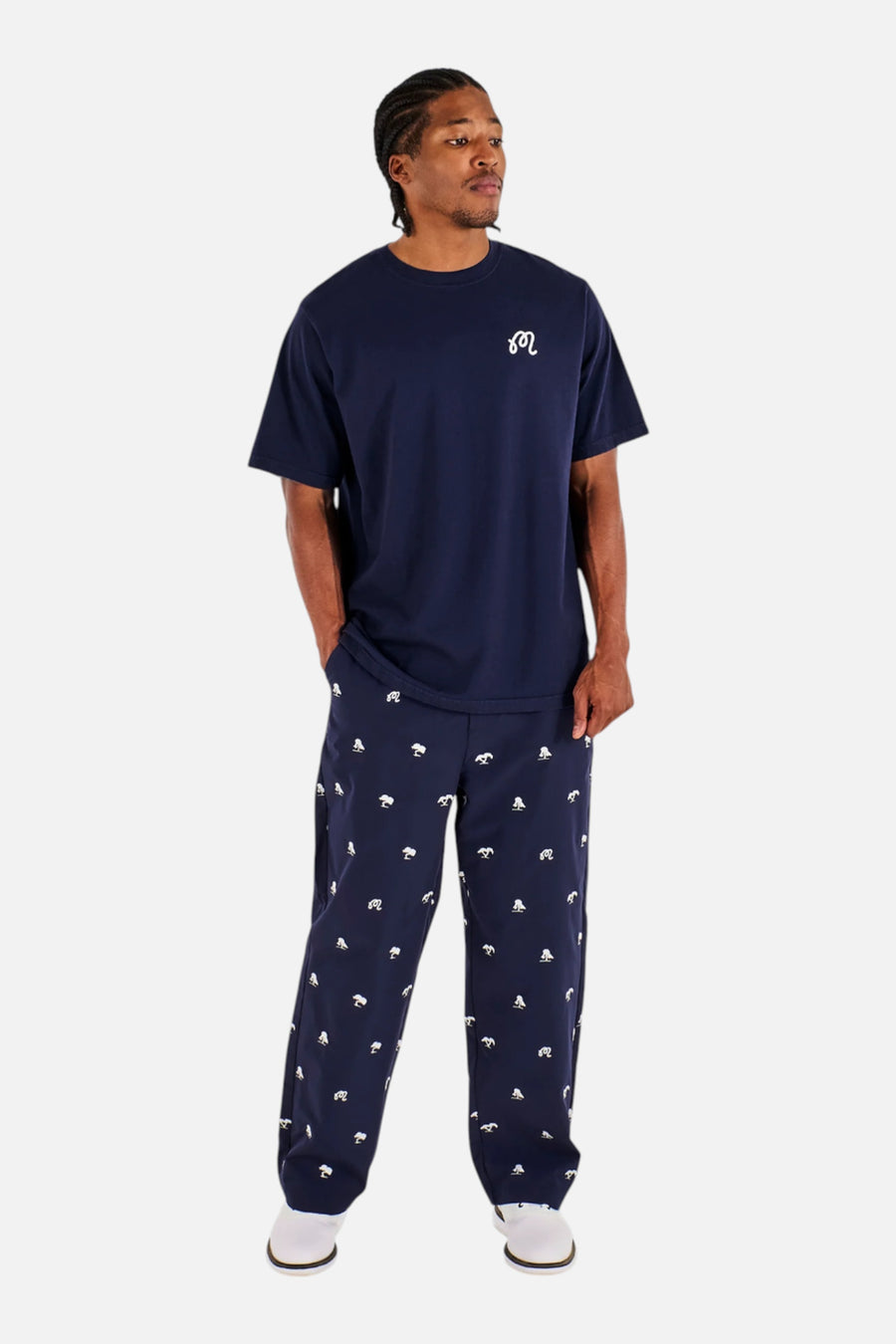 Malbon Golf Men's Torrey Pines Bermuda Eagle Tee in Bariton Blue – on model