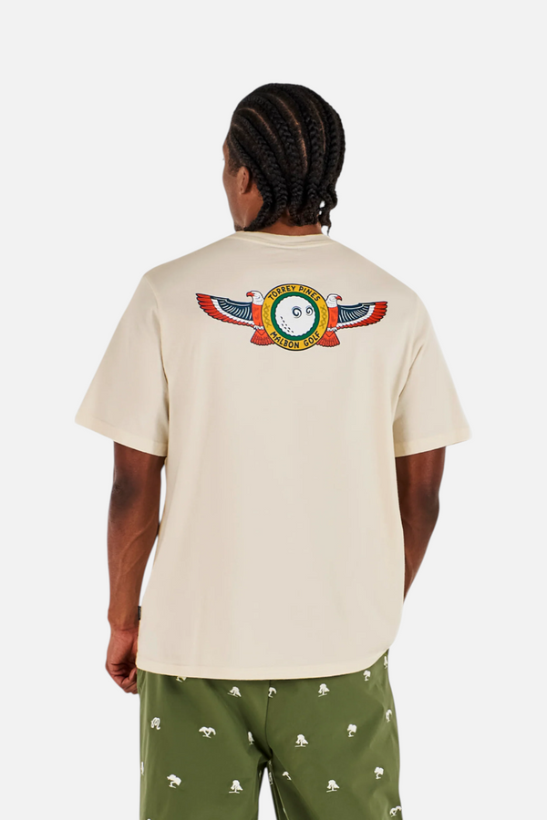 Malbon Golf Men's Torrey Pines Bermuda Eagle Tee Egret