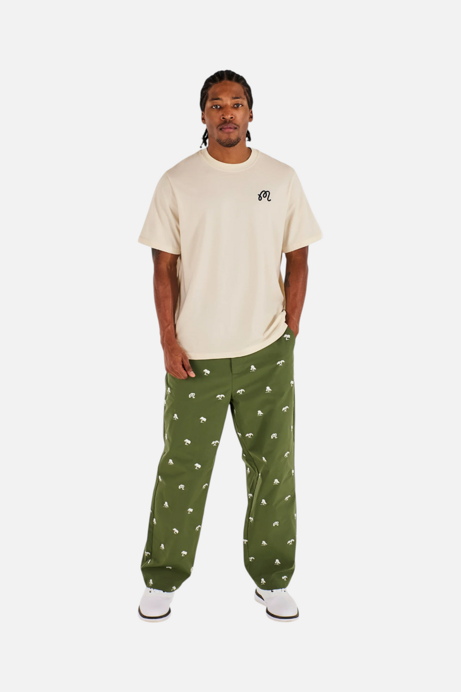Malbon Golf Men's Torrey Pines Bermuda Eagle Tee Egret – side view