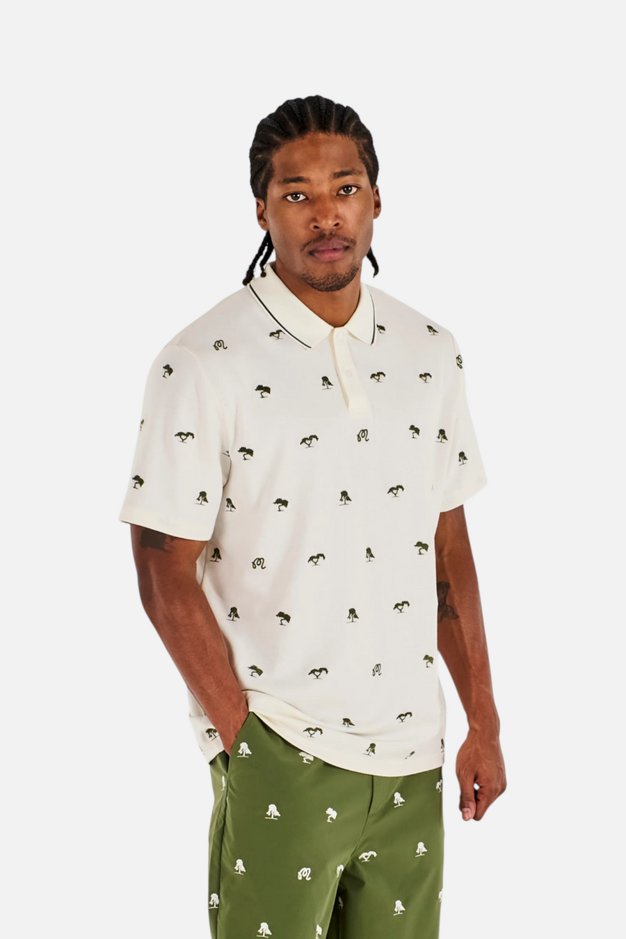 Malbon Golf Men's Torrey Pines Polo in Egret – back view