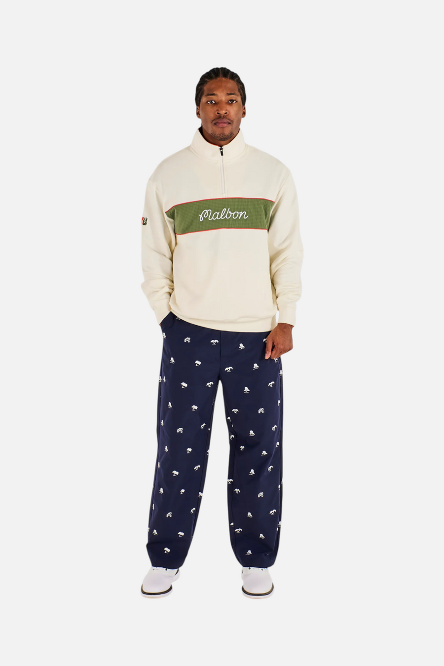 Malbon Golf Men's Torrey Pines Sweatshirt in Egret – front view