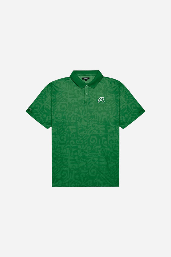Malbon Golf Mezzo Performance Pique Printed Polo in Kelly Green