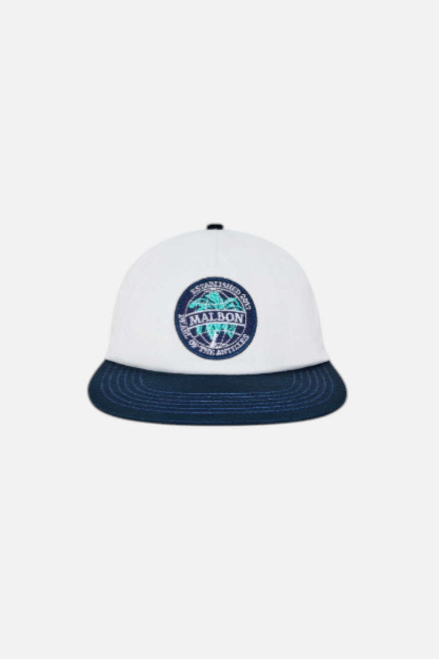 Malbon Golf Palerma Snapback Hat in White – front view