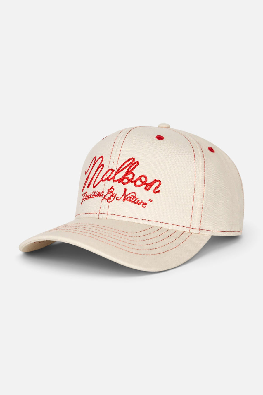 Malbon Golf Precision Snapback in Ivory – side view