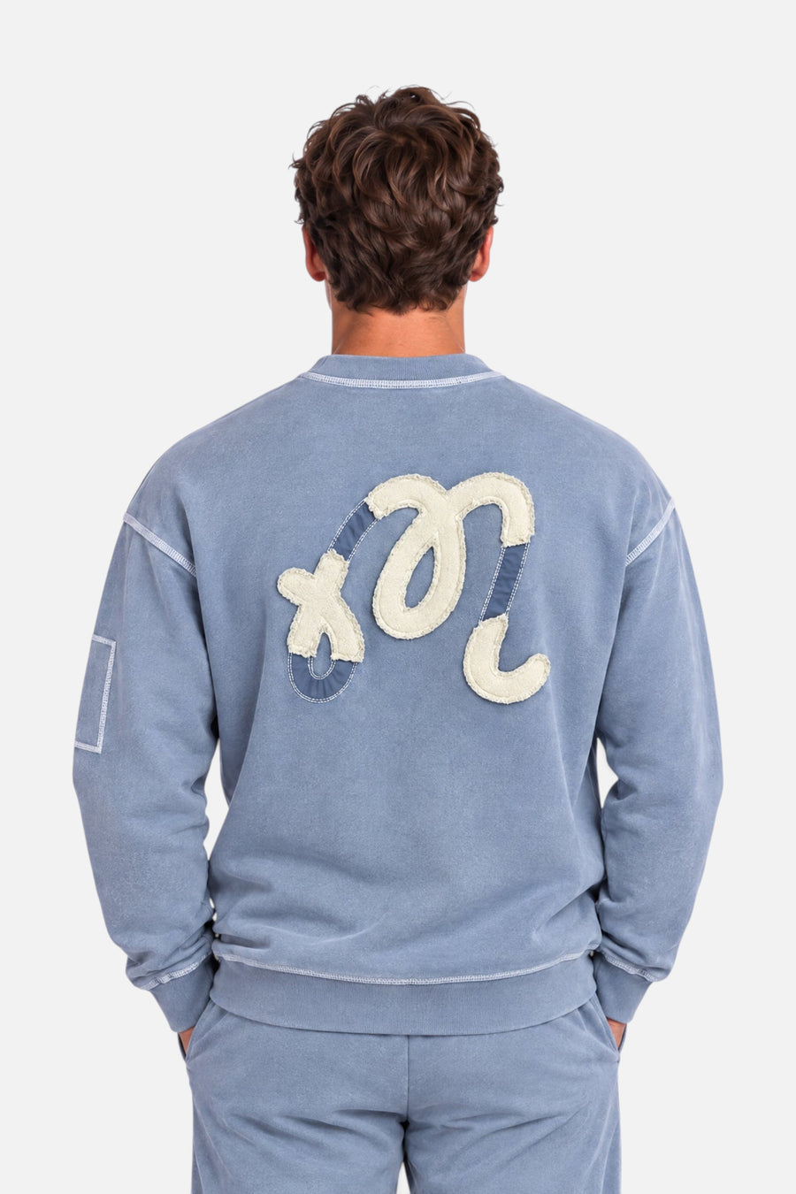 Malbon Golf Range Fragment Sweatshirt in Slate – back view