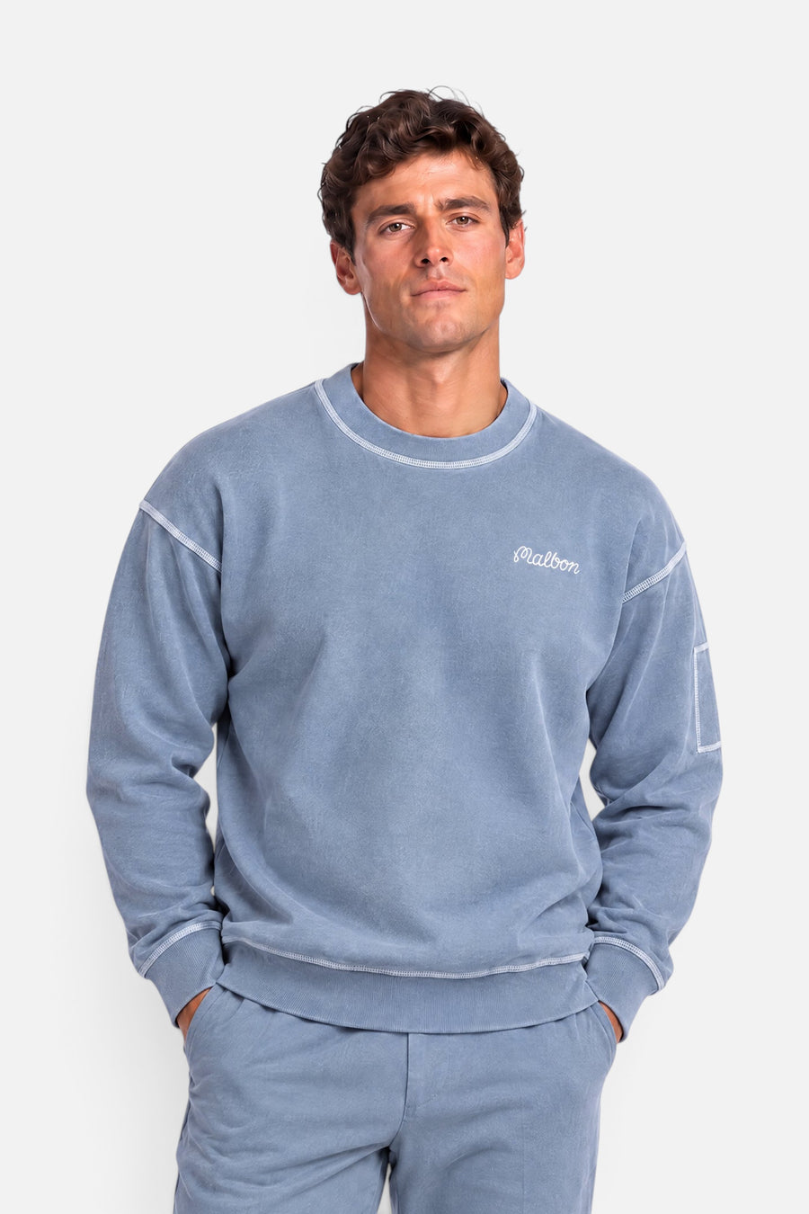 Malbon Golf Range Fragment Sweatshirt in Slate – front view