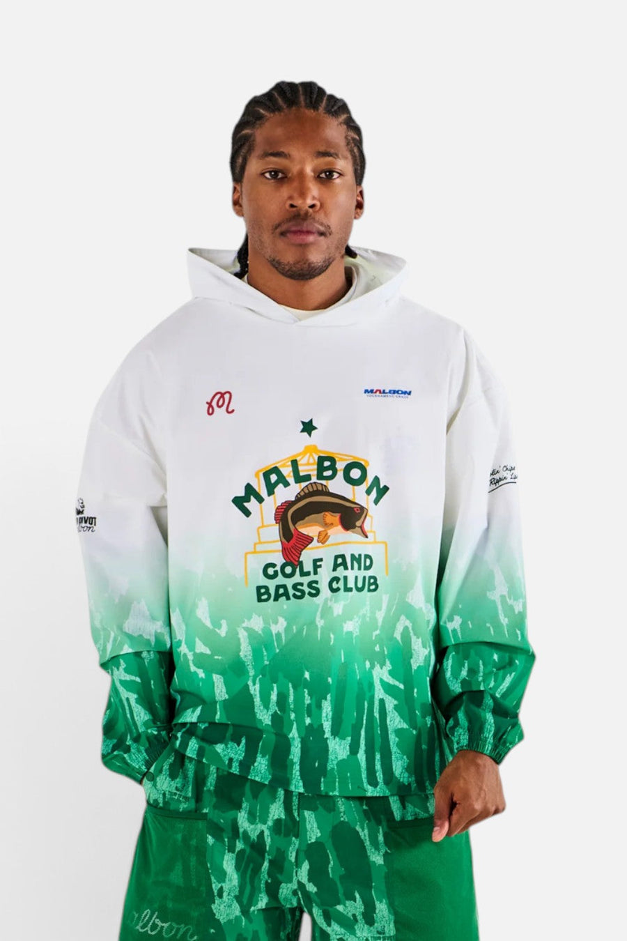 Malbon Golf Sponsors Pullover Jacket in Divot Camo Jungle Gradient – front view