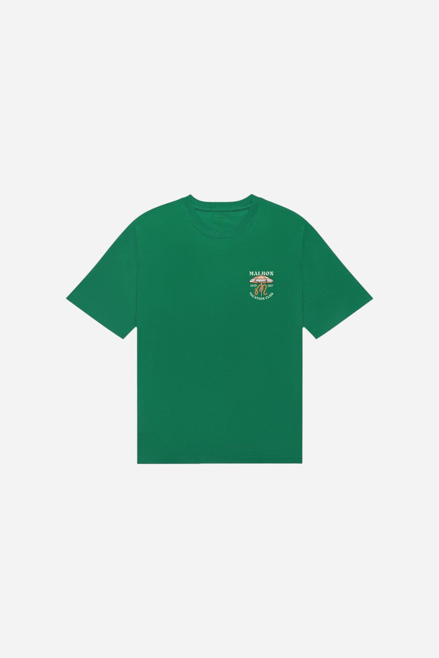 Malbon Golf Vacation Club Tee in Kelly Green – side view