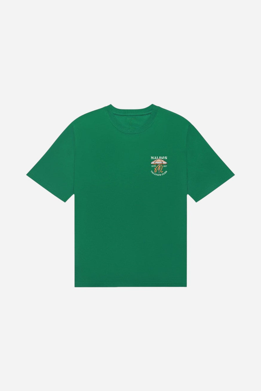 Malbon Golf Vacation Club Tee in Kelly Green – side view