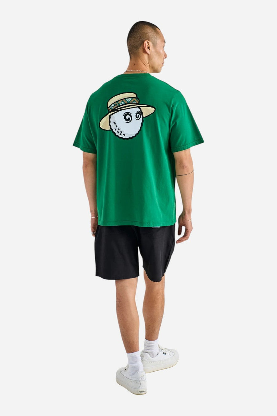 Malbon Golf Vacation Club Tee in Kelly Green – side view