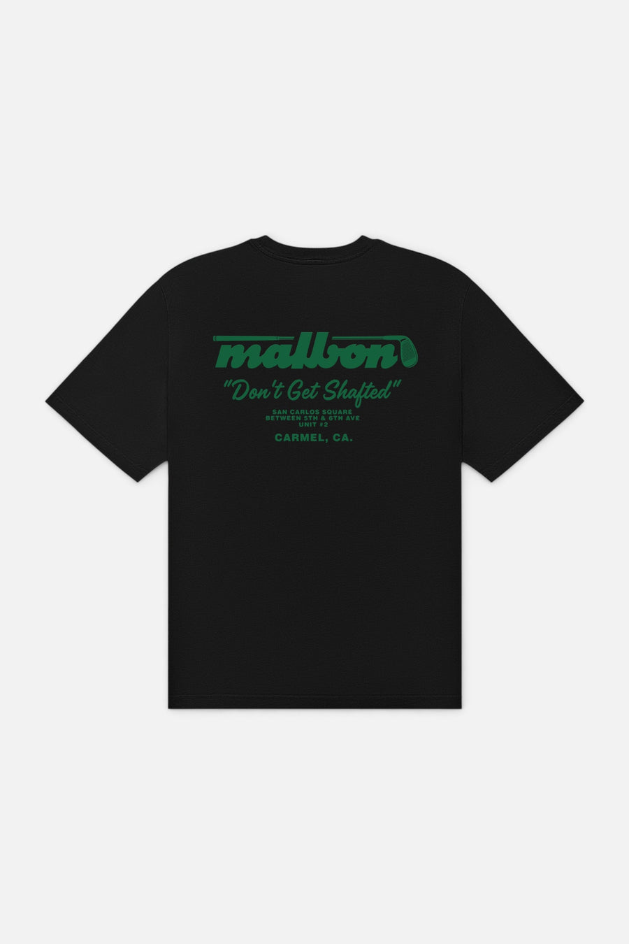 Malbon Golf Vista Repair Tee in Black – flat lay