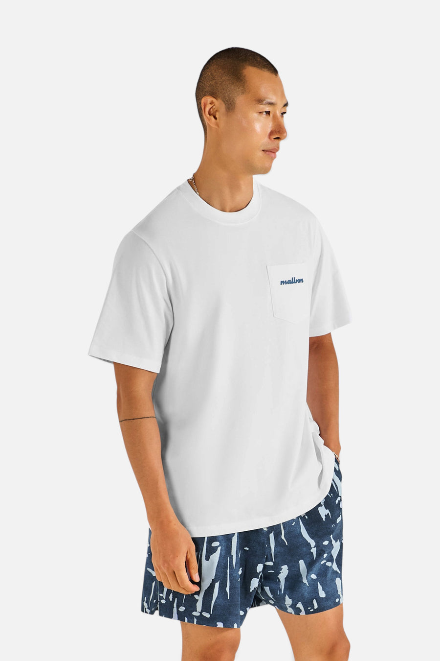 Malbon Golf Vista Repair Tee in White – front view
