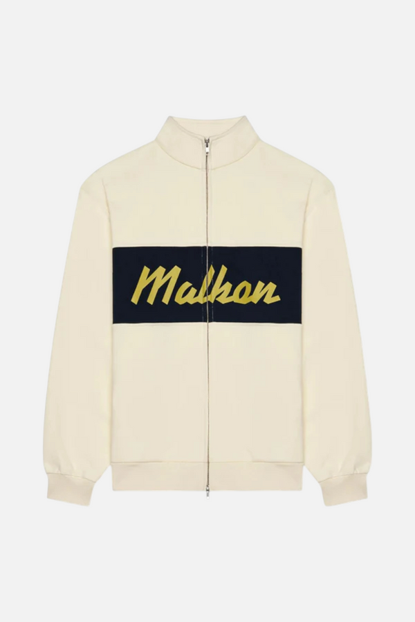 Malbon Men's University Double Zip Golf Jacket in Cream