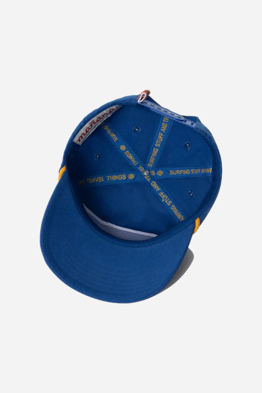 Manana Hat Co. Mono Blue Twill 5 Panel – flat lay
