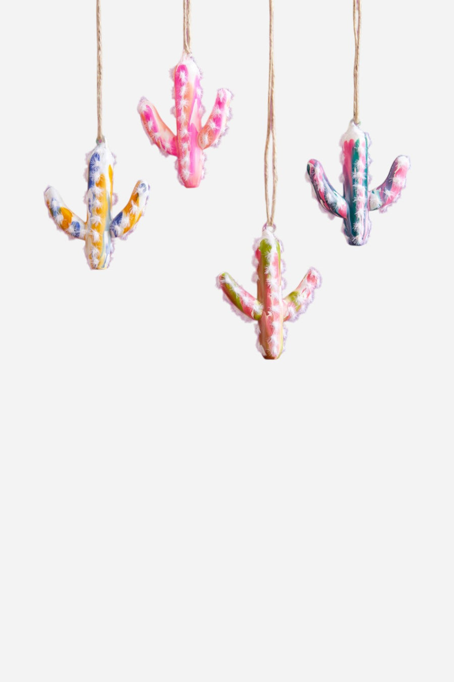 Marble Cactus Ornament in Pink – front view