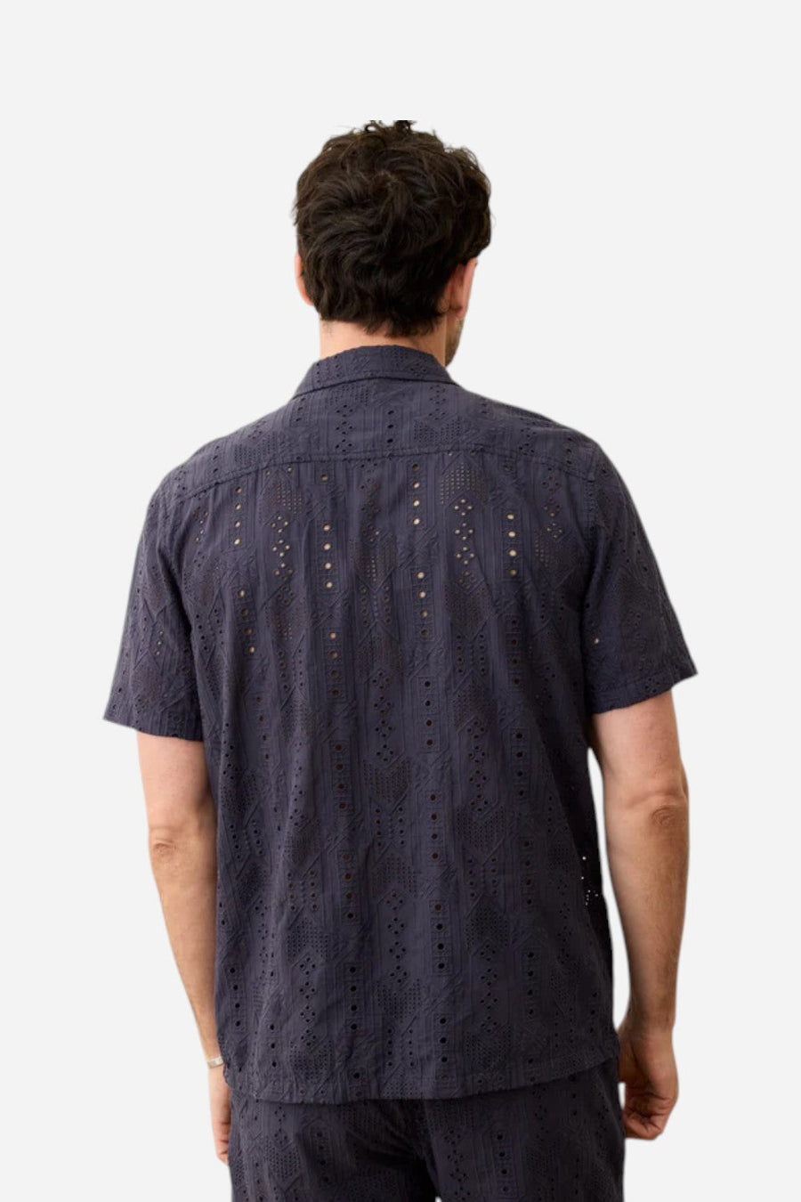 Marine Layer 5 O'Clock Resort Shirt in India Ink – flat lay
