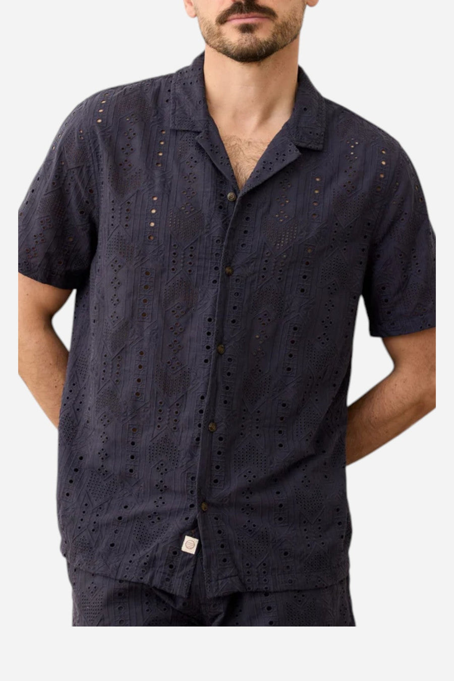 Marine Layer 5 O'Clock Resort Shirt in India Ink – on model