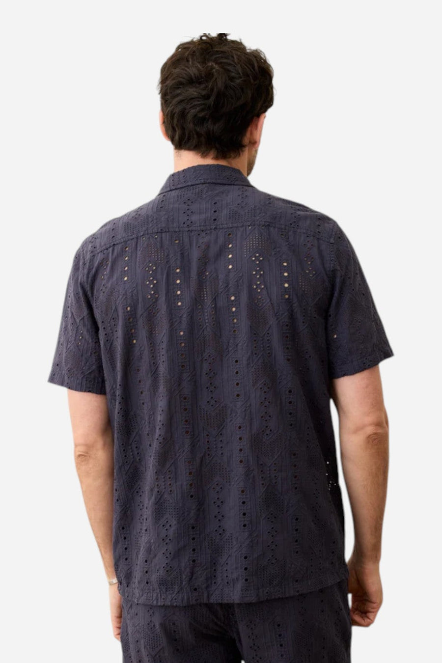 Marine Layer 5 O'Clock Resort Shirt in India Ink – back view