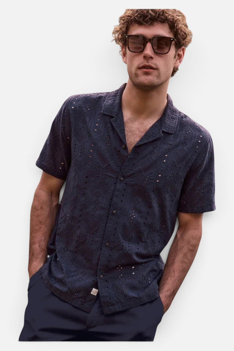 Marine Layer 5 O'Clock Resort Shirt in India Ink – on model