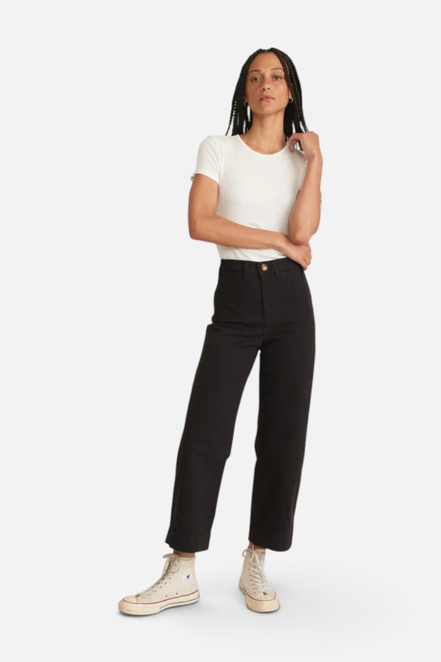 Marine Layer Bridget Slim Wide Leg Crop Pants – front view