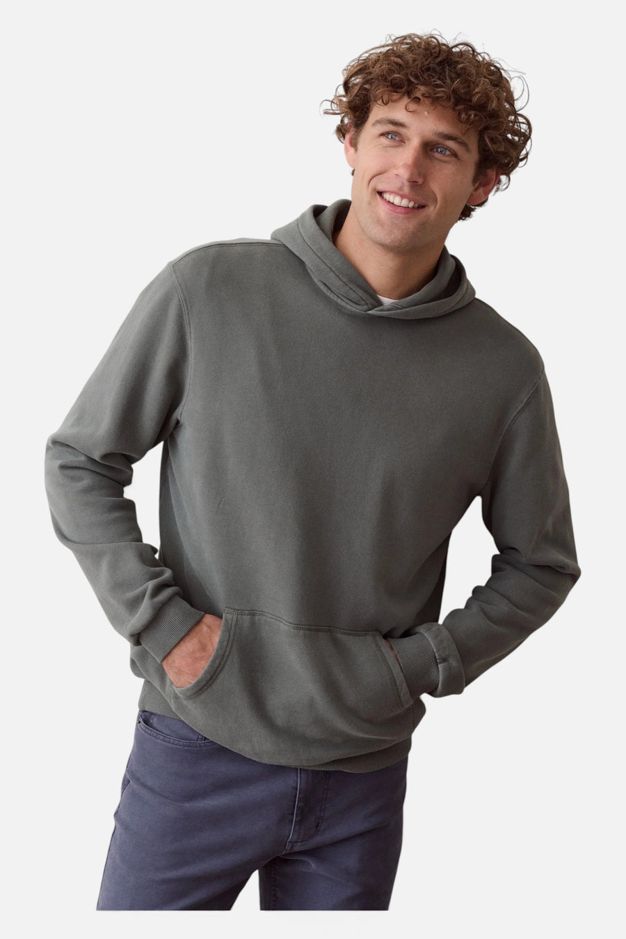 Marine Layer Cloud 9 Fleece Relaxed Hoodie in Balsam Green – back view