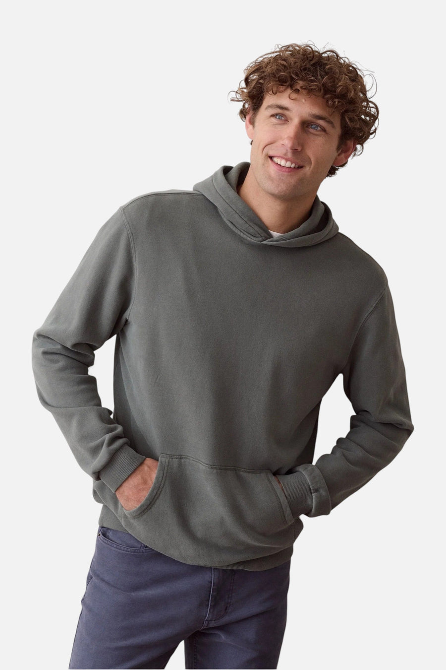 Marine Layer Cloud 9 Fleece Relaxed Hoodie in Balsam Green – back view