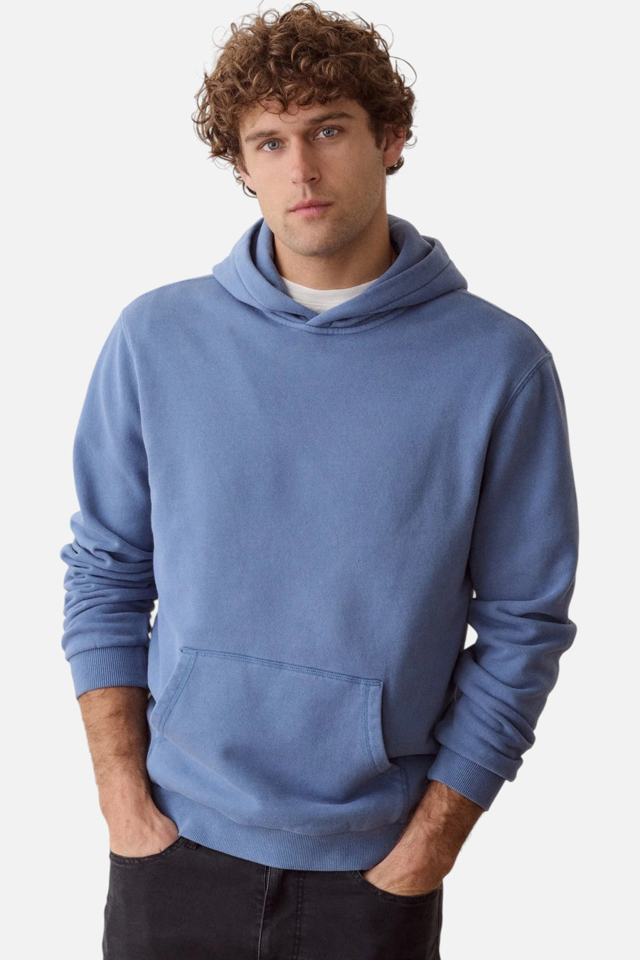 Marine Layer Cloud 9 Fleece Relaxed Hoodie in Copen Blue – back view